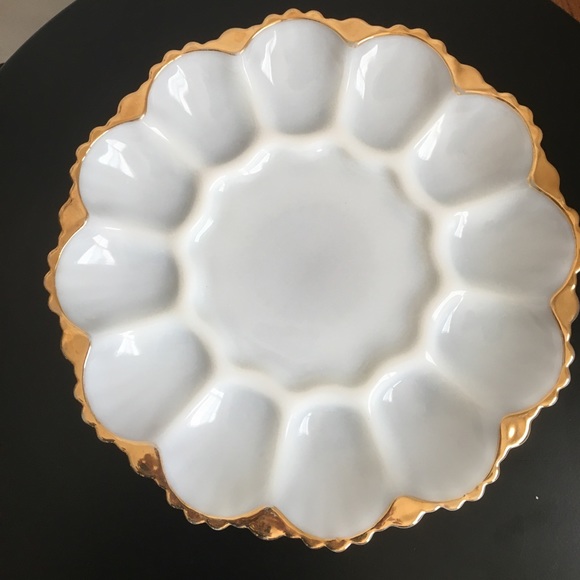 Anchor Hocking Other - Vtg 10” Milk Glass Deviled Egg Tray/ Plate